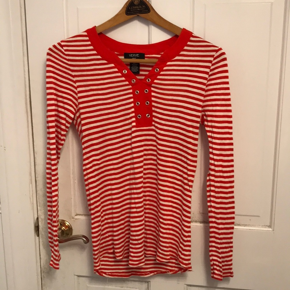 Verve red striped long sleeve top